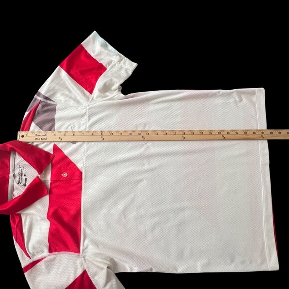 Nike Golf Dri-Fit Tour Performance Polo Shirt Mens S Red White Color Block Mesh - Picture 9 of 9
